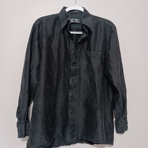 CD Rage Party Wear Pure Silk Men's Med Button Shirt Black Very Soft